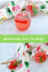 Watermelon Lime Ice Cubes are a great way to flavor water without any added sugar. The perfect refreshing drink for summer. Whip up a batch and store them in your freezer! #watermelon #flavoredwater #noaddedsugar #vegan #hydration