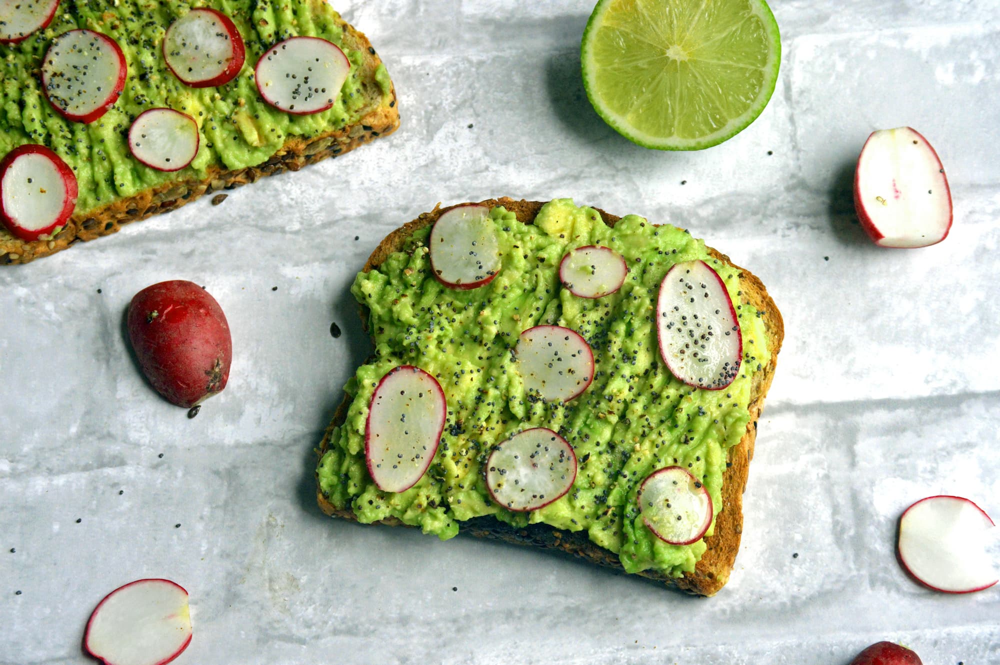 Recipe For Vegan Avocado Toast With Radishes And Poppy Seeds