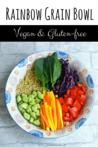A recipe for vegan & gluten-free Buddha bowl topped with rainbow veggies