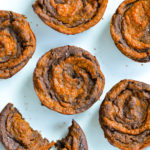 Pumpkin Swirl Salted Brownies are made with just pure maple syrup, black beans and oats. Completely gluten-free and high in protein and fiber. It's a tasty and healthy dessert!