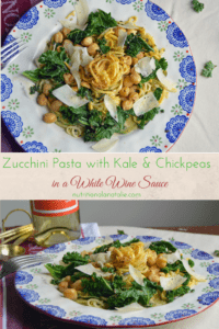 Zucchini Pasta with Kale & Chickpeas in a White Wine Sauce- vegan, gluten-free, healthy