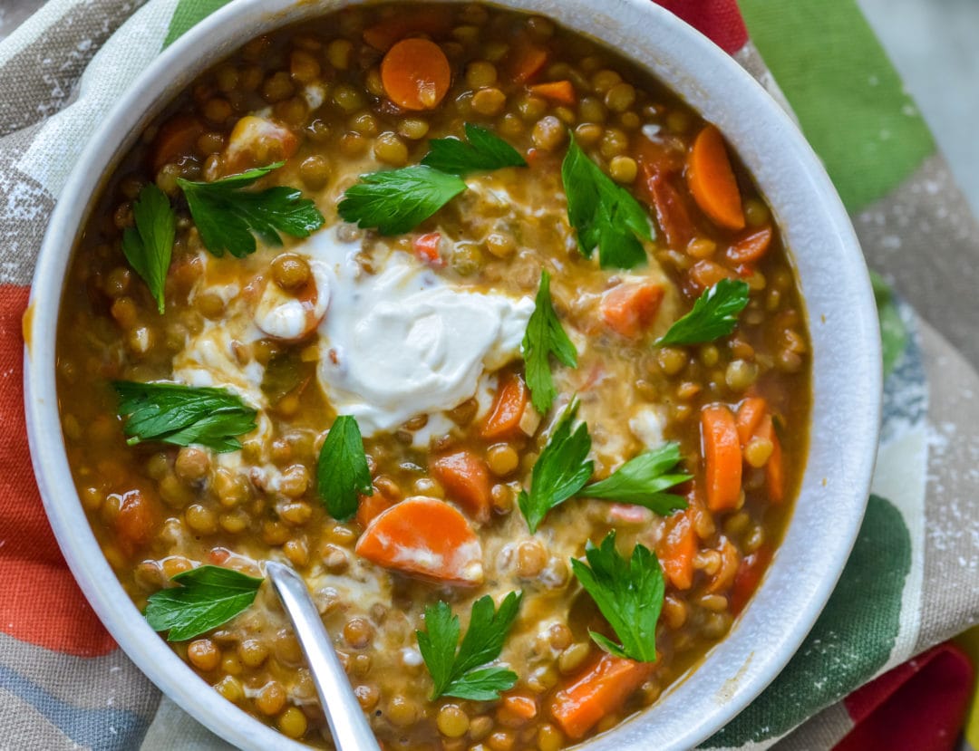 Recipe for Moroccan Lentil Soup with Harissa | One-Pot Vegan Recipe