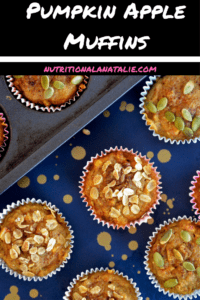 These whole grain Pumpkin Apple Muffins are sweetened with just pumpkin puree and maple syrup. Great for breakfast or a healthy afternoon snack! #pumpkin #apple #pumpkinrecipe #pumpkinmuffins #fallrecipes