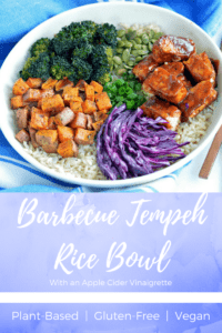Vegan BBQ tempeh rice bowl. Delicious #vegan #glutenfree recipe that is great for #mealprep