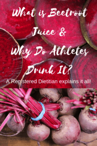 What is beetroot juice and why are athletes drinking it before competition? A Registered Dietitian explains the science behind this phenomenon, plus what it tastes like and what you should know about trying it! #sportsnutrition #runner #beetrootjuice #beets #triathlete #triathlon