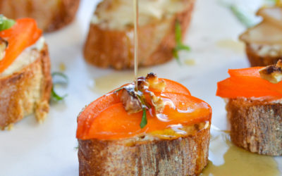 Fruit & Cheese Crostini with Pure Maple Syrup