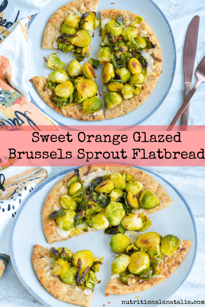 This vegetarian brussels sprouts flatbread has a secret ingredient that gives a balanced and unique sweet and savory taste that everyone will love! #flatbread #brusselssprouts #healthypizza