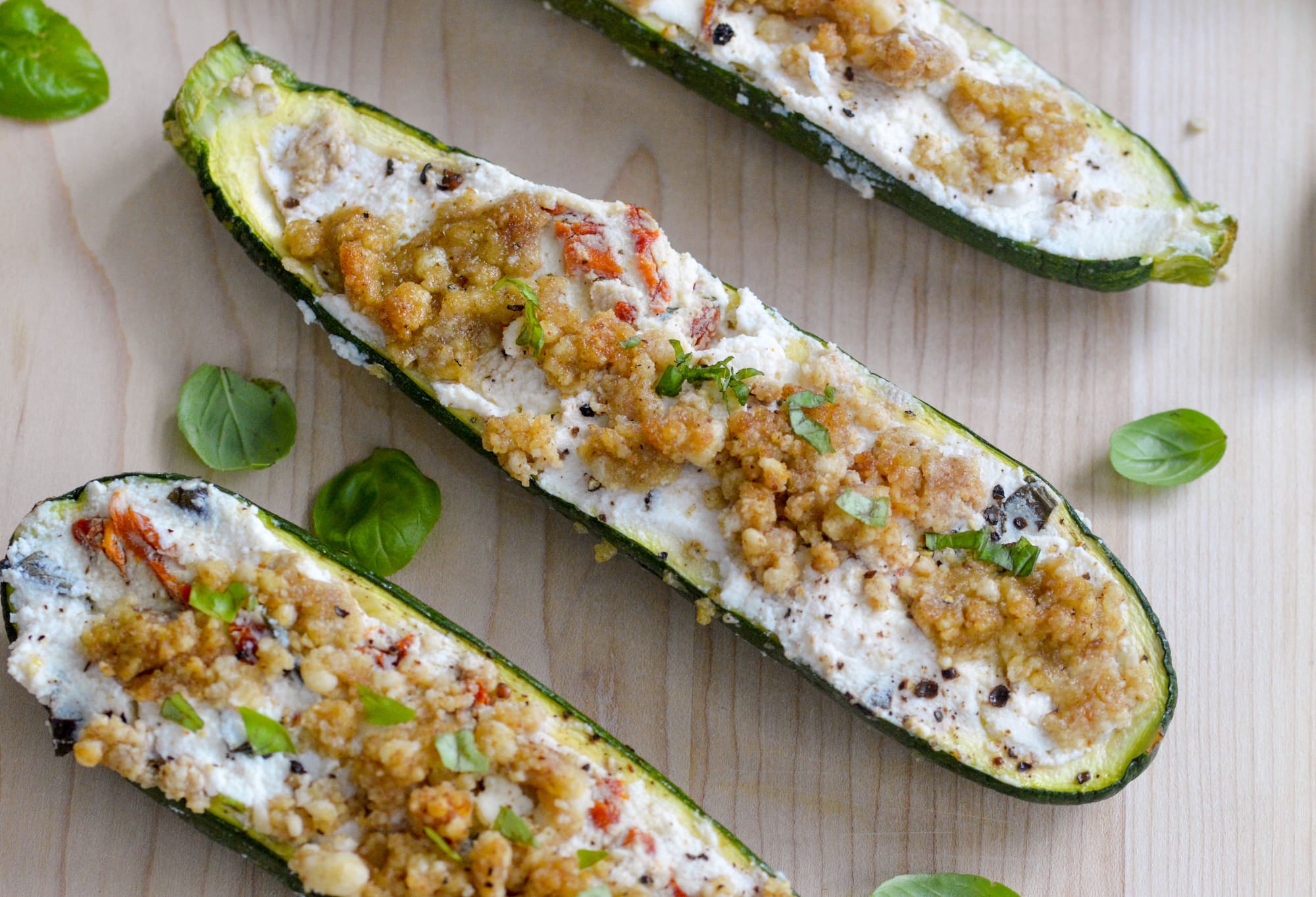 Vegetarian Ricotta Stuffed Zucchini Boats Recipe | Greenletes