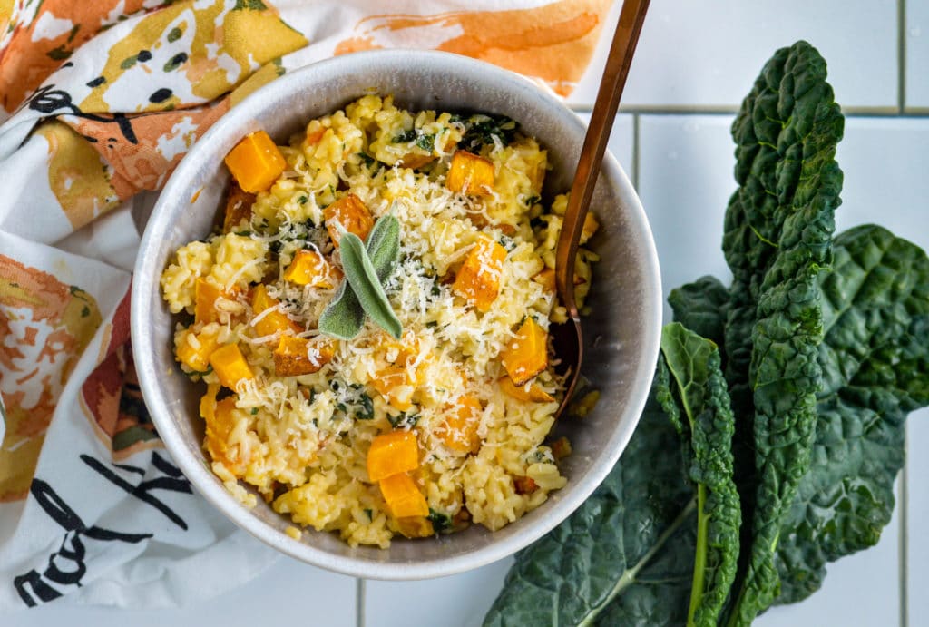 rice with butternut squash and kale