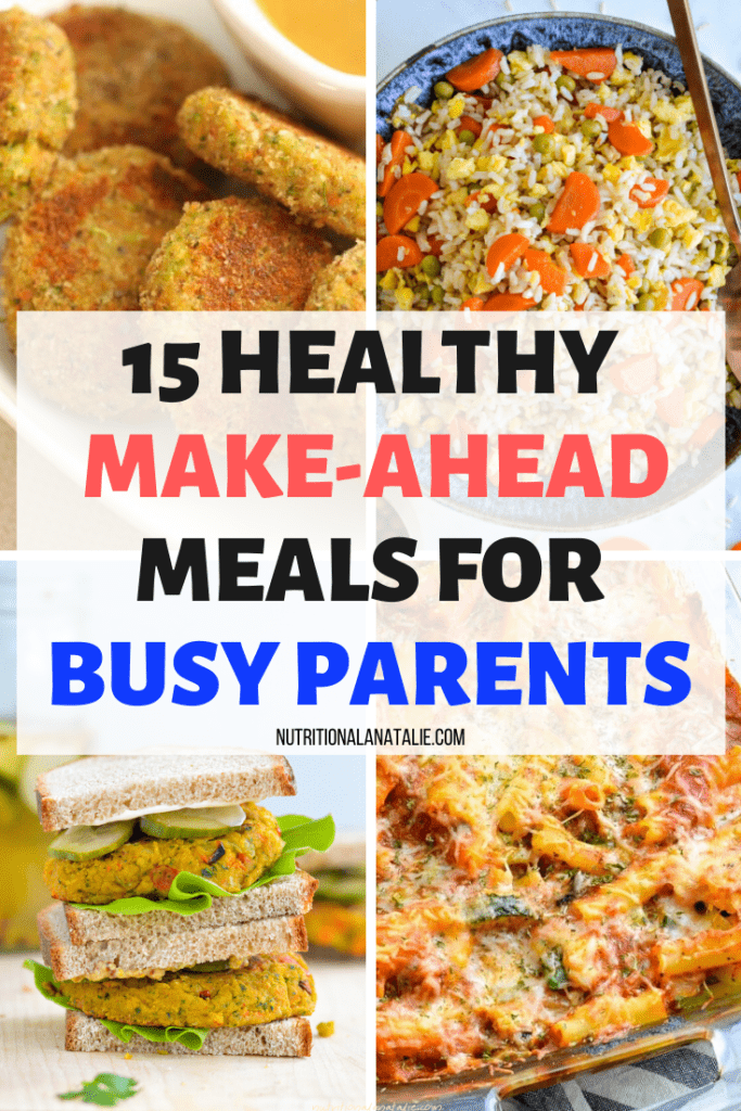 15 vegetarian, easy & healthy make ahead meals for the week. Great dinner options for busy moms to cook ahead of time and freeze. #makeahead #mealprep #easymeals #vegetarianparents 