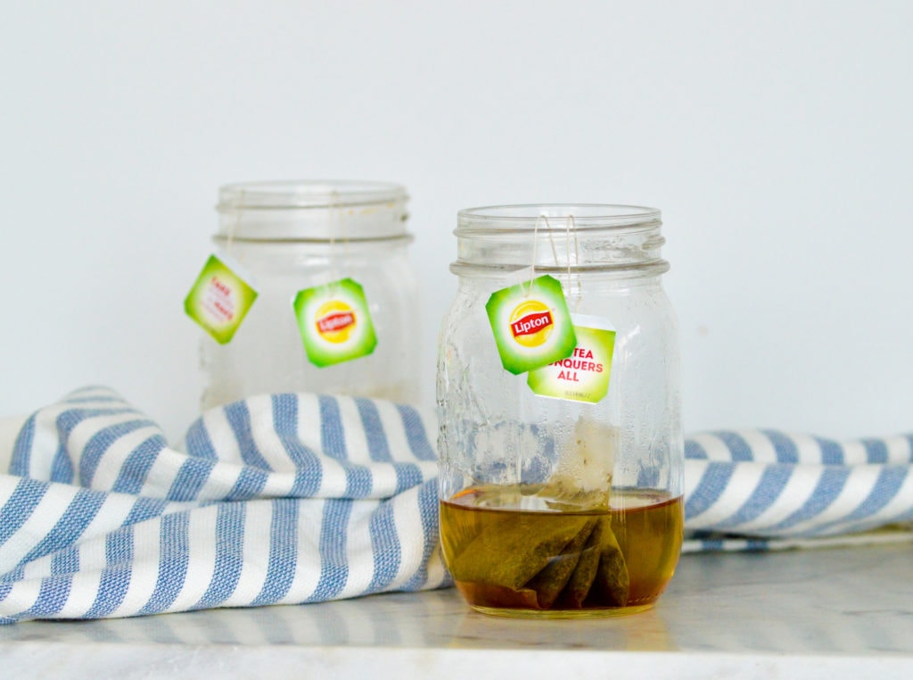 Lipton green tea in mason jar