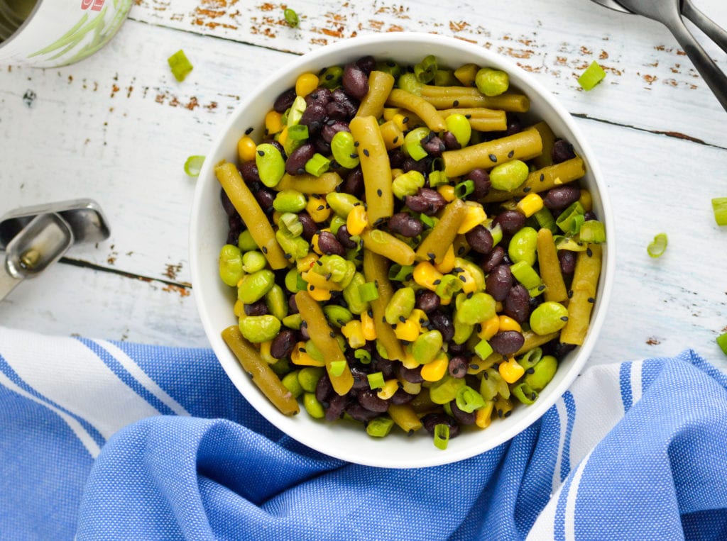 3 beans and corn salad with asian style dressing