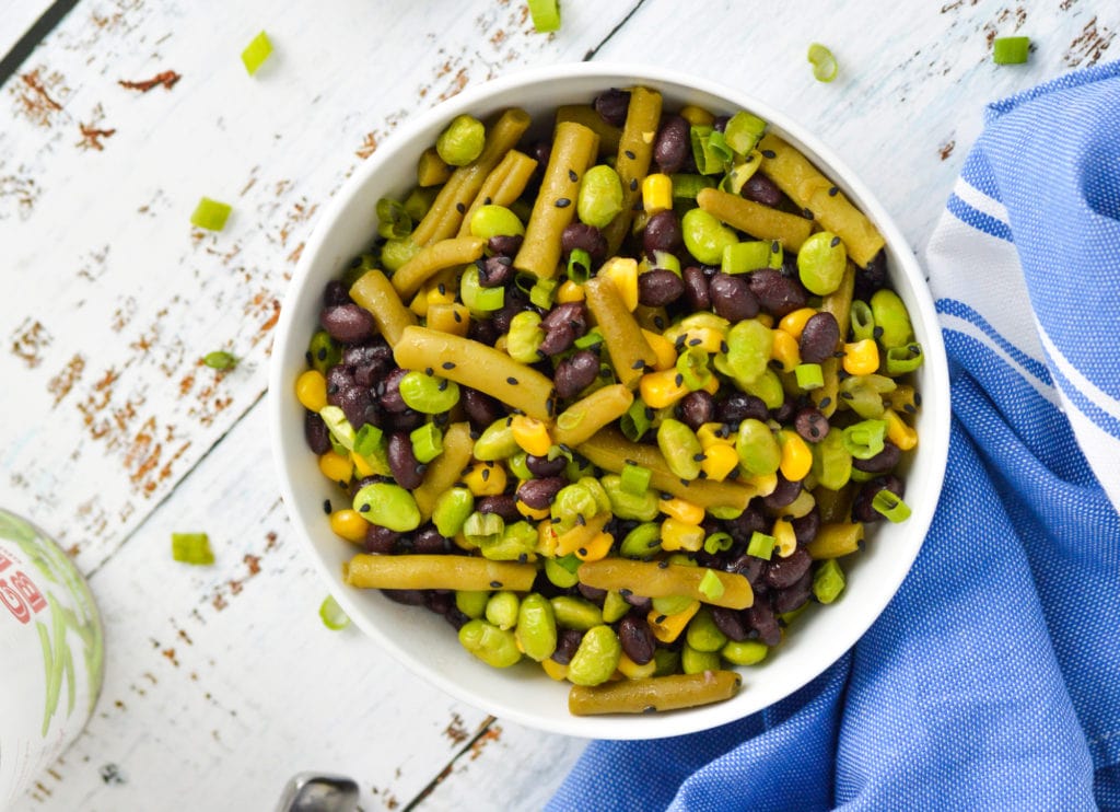 mixed bean salad with asian style dressing