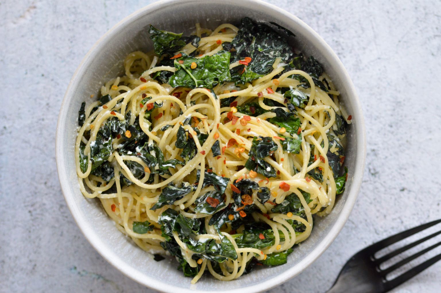 Spaghetti with Garlicky Kale Ricotta Recipe Greenletes