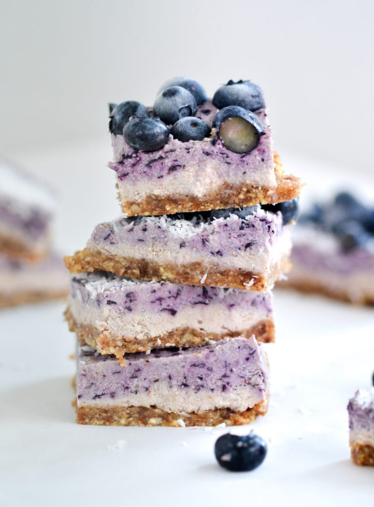 Stacked No Bake Creamy Blueberry Bars 