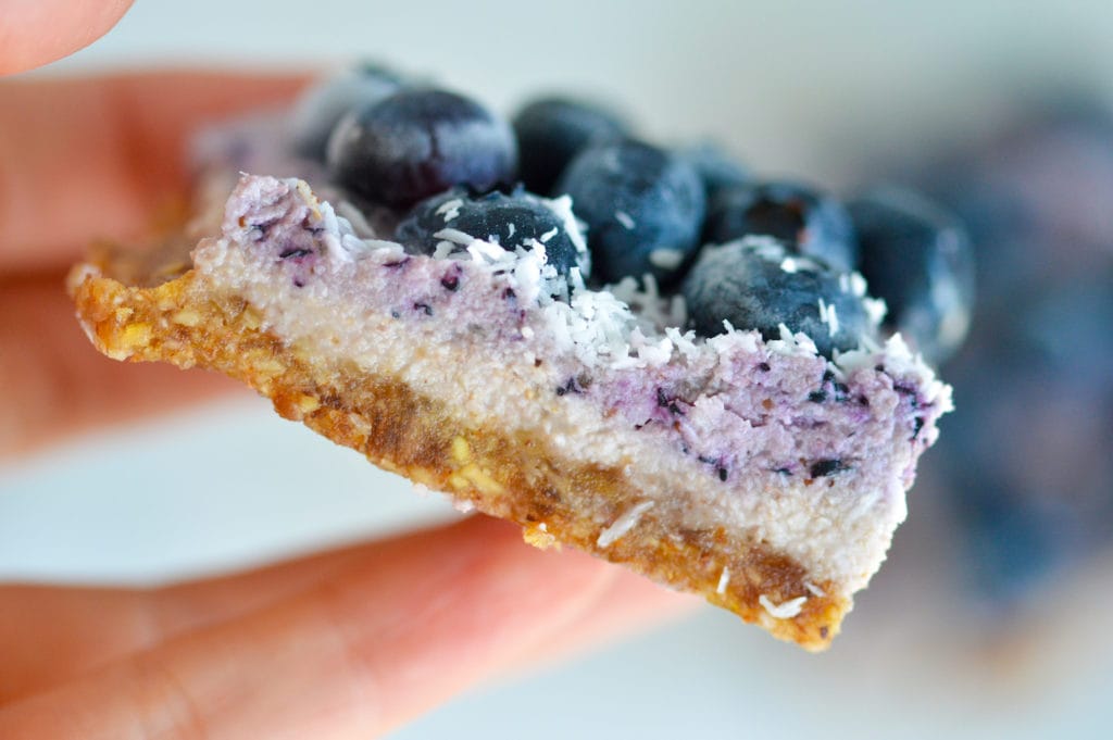 No Bake Vegan Frozen Blueberry Bars 