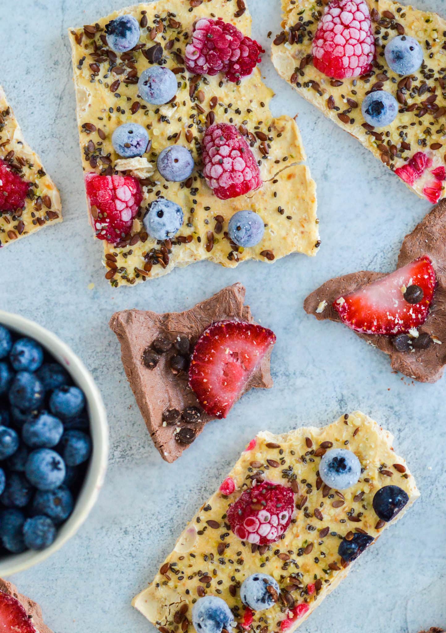 Healthy Frozen Yogurt Bark with Chocolate & Peanut Butter Greenletes