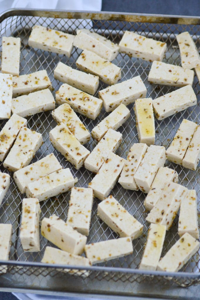 marinated tofu in air fryer basket