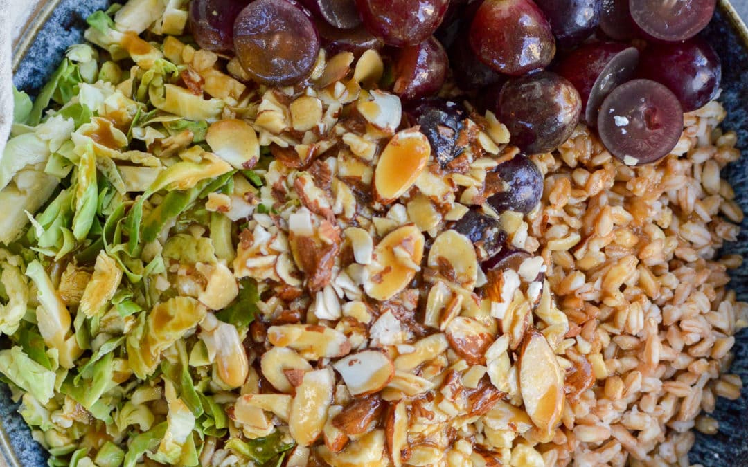 Farro Salad with Feta, Brussels Sprouts & Grapes