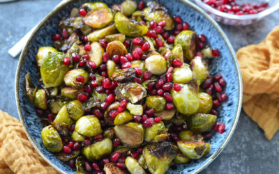 Crispy Roasted Brussels Sprouts with Pomegranate Seeds